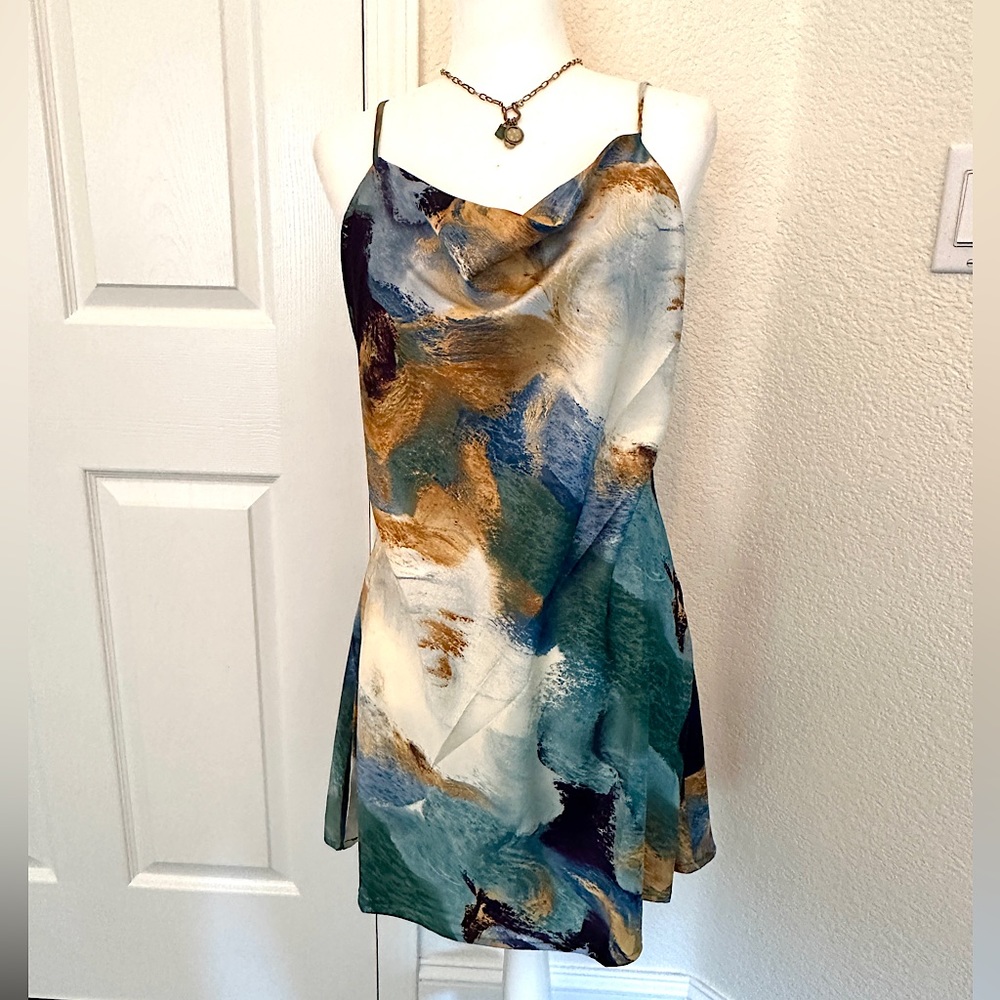 Satin look Flare mini dress